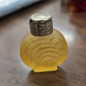 Yellow Decorative Glass Perfume Bottle with Silver-Tone Cap